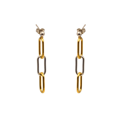 Two-Tone Triple Large-Link Earrings For Women