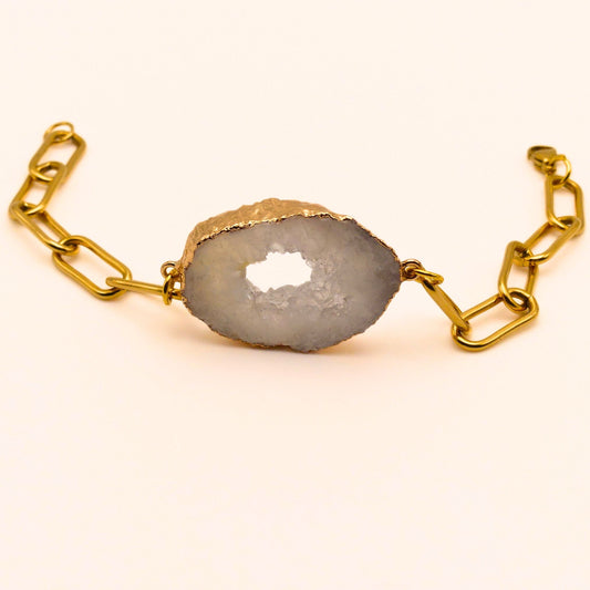 Paperclip Chain Bracelet | Druzy Quartz Bracelet | Carpe Diem Designs
